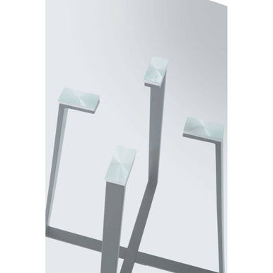Glass Top and Grey Stainless Steel Dining Table, Metropolitan