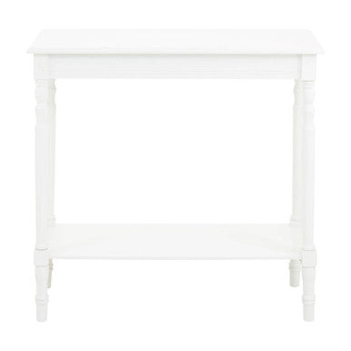 White Pine Wood Rectangular Console Table with Lower Shelf and Spindle Legs, Heritage