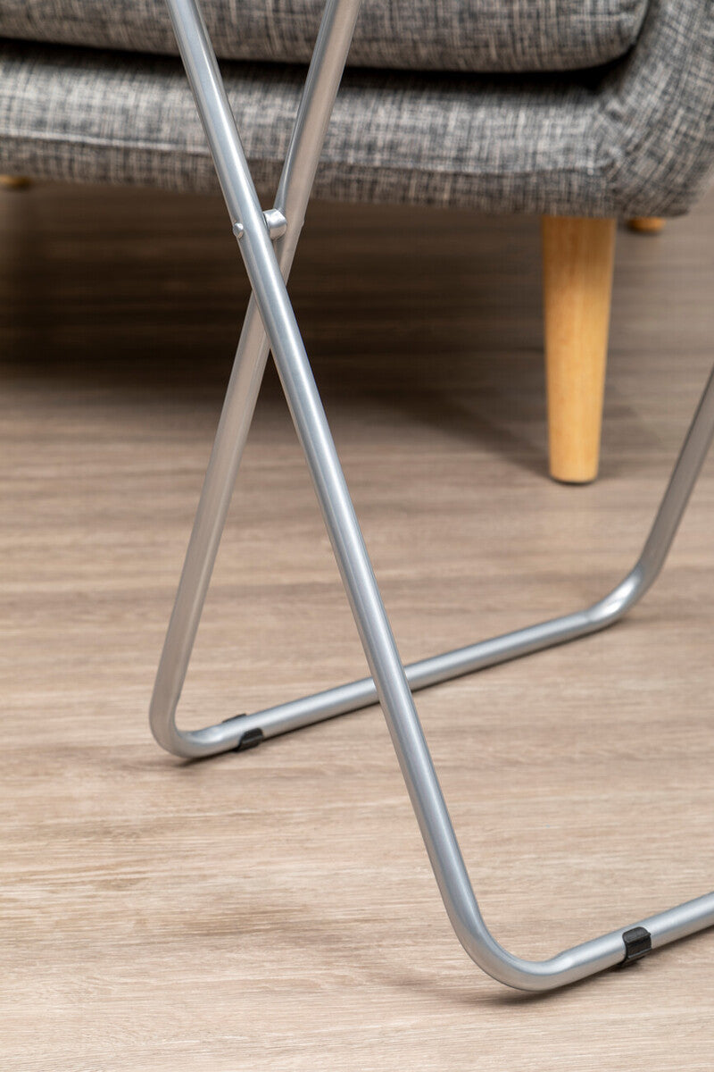 Grey Wooden Top Folding Table with Silver Frame, Bernie