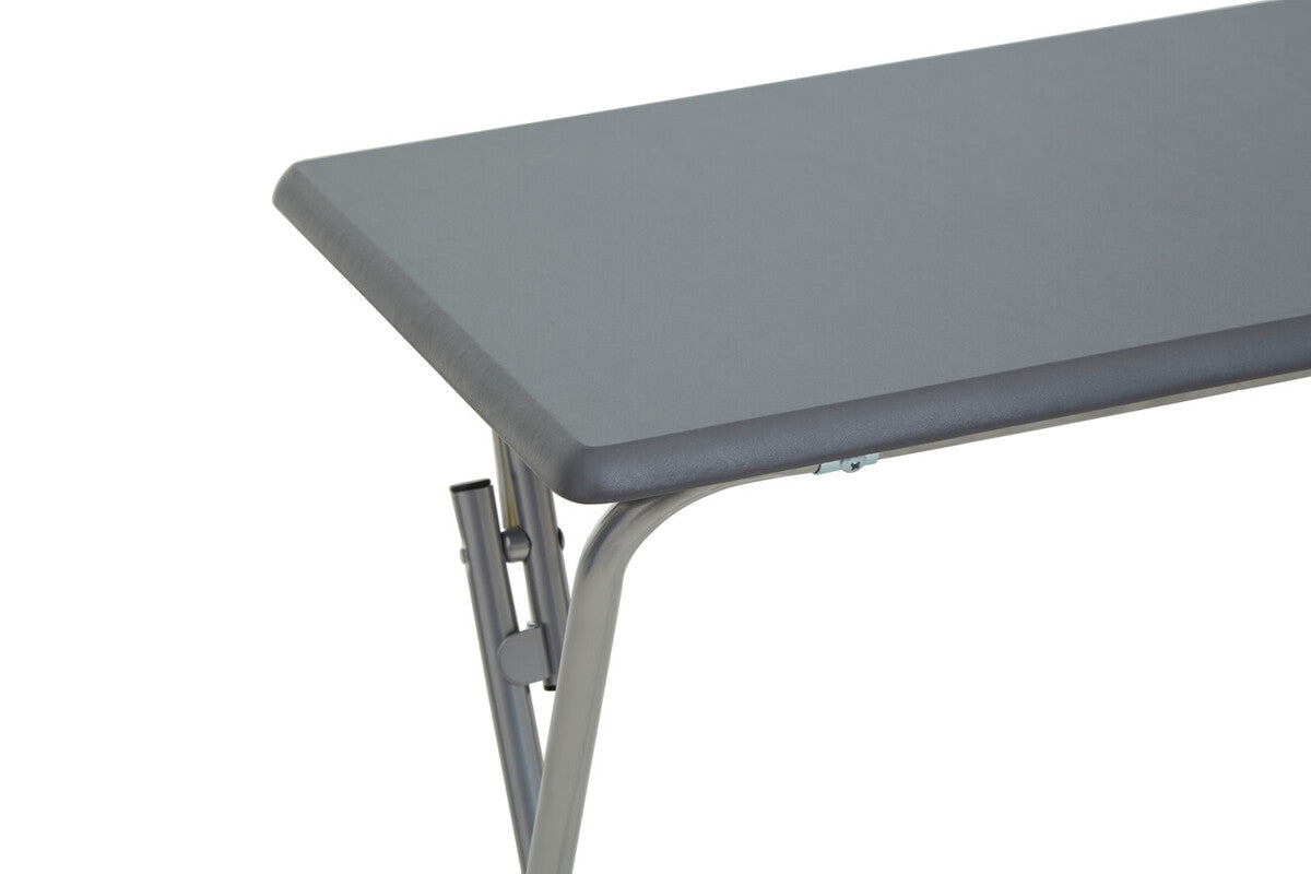 Grey Wooden Top Folding Table with Silver Frame, Bernie