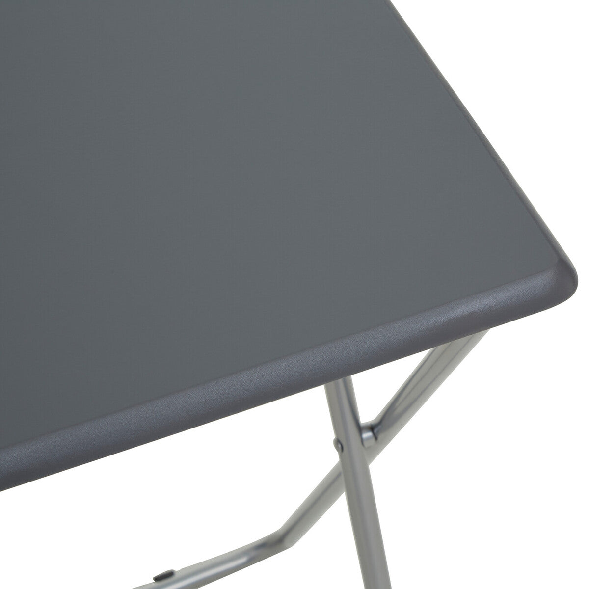 Grey Wooden Top Folding Table with Silver Frame, Bernie