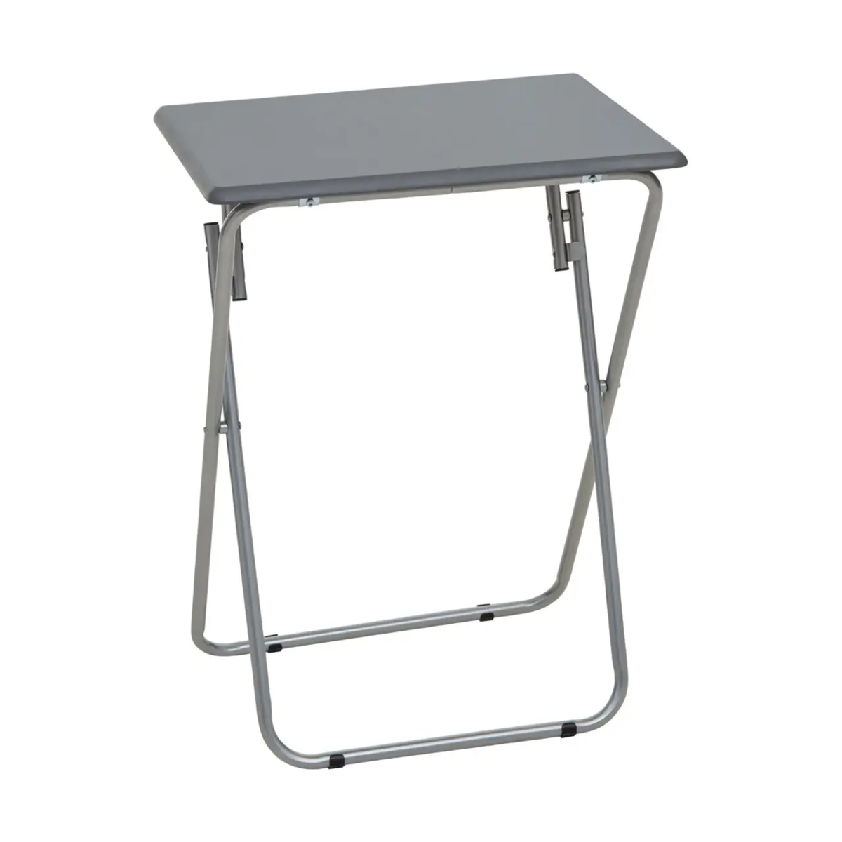 Grey Wooden Top Folding Table with Silver Frame, Bernie