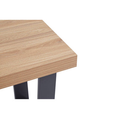 Natural Wood Square Side Table with U-Shaped Base, Oakton
