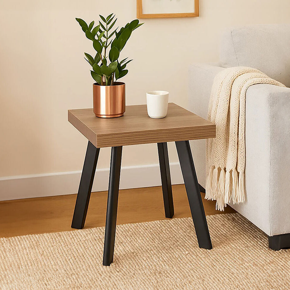 Natural Wood Side Table with U-Shaped Base, Oakwill