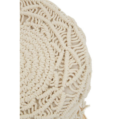 West Village Natural Fabric Stool with Wood Frame