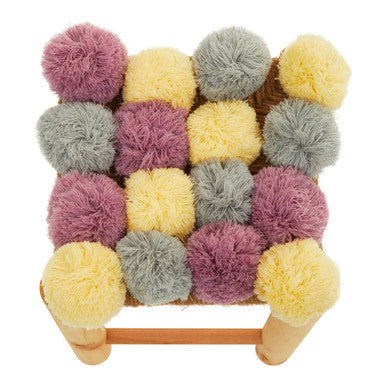 West Village Grey Jute Stool with Wood Frame