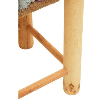 West Village Grey Jute Stool with Wood Frame