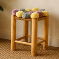 West Village Grey Jute Stool with Wood Frame