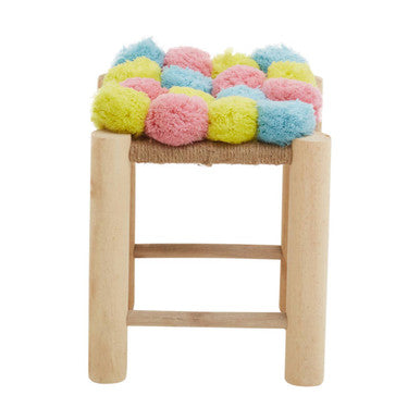 West Village Assorted Jute Stool with Pom Pom Detail