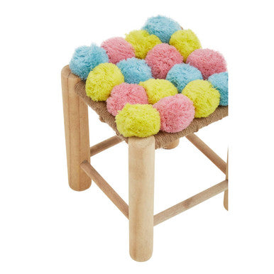 West Village Assorted Jute Stool with Pom Pom Detail