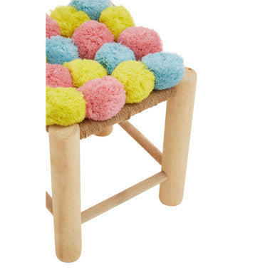 West Village Assorted Jute Stool with Pom Pom Detail