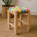 West Village Assorted Jute Stool with Pom Pom Detail