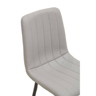 Tiana Set Of 4 Light Grey Leather Effect Dining Chairs