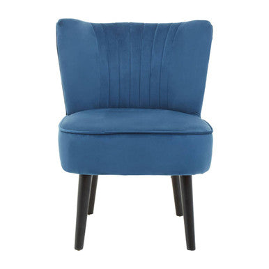 Regents Park Blue Velvet Chair with Wooden Legs