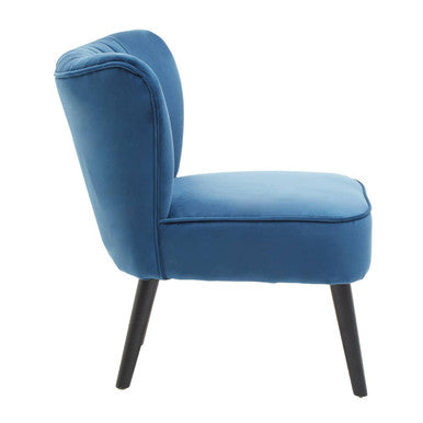 Regents Park Blue Velvet Chair with Wooden Legs