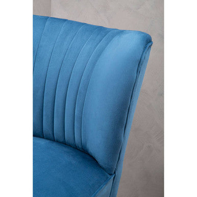 Regents Park Blue Velvet Chair with Wooden Legs