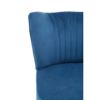 Regents Park Blue Velvet Chair with Wooden Legs