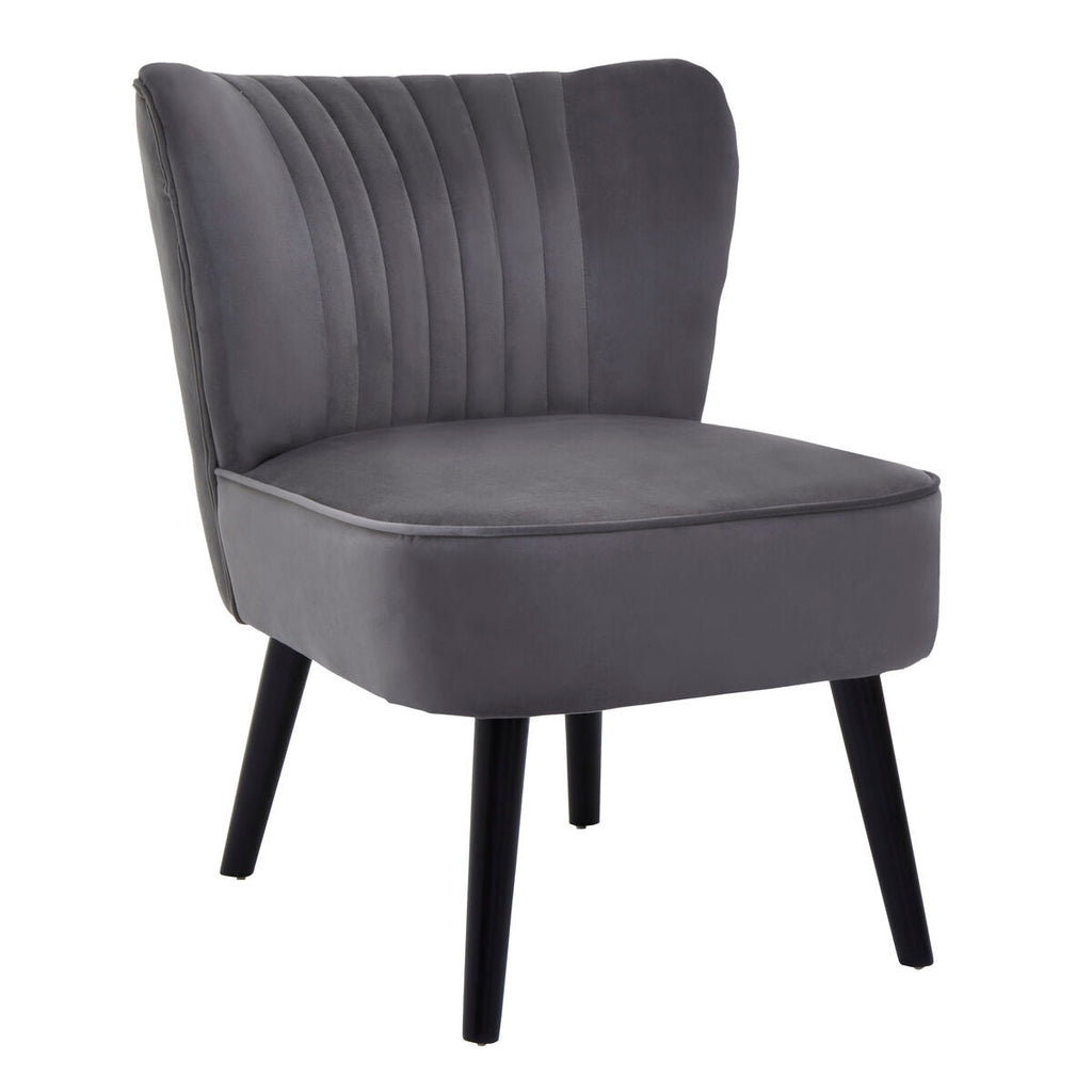 Regents Park Grey Velvet Chair with Wooden Legs
