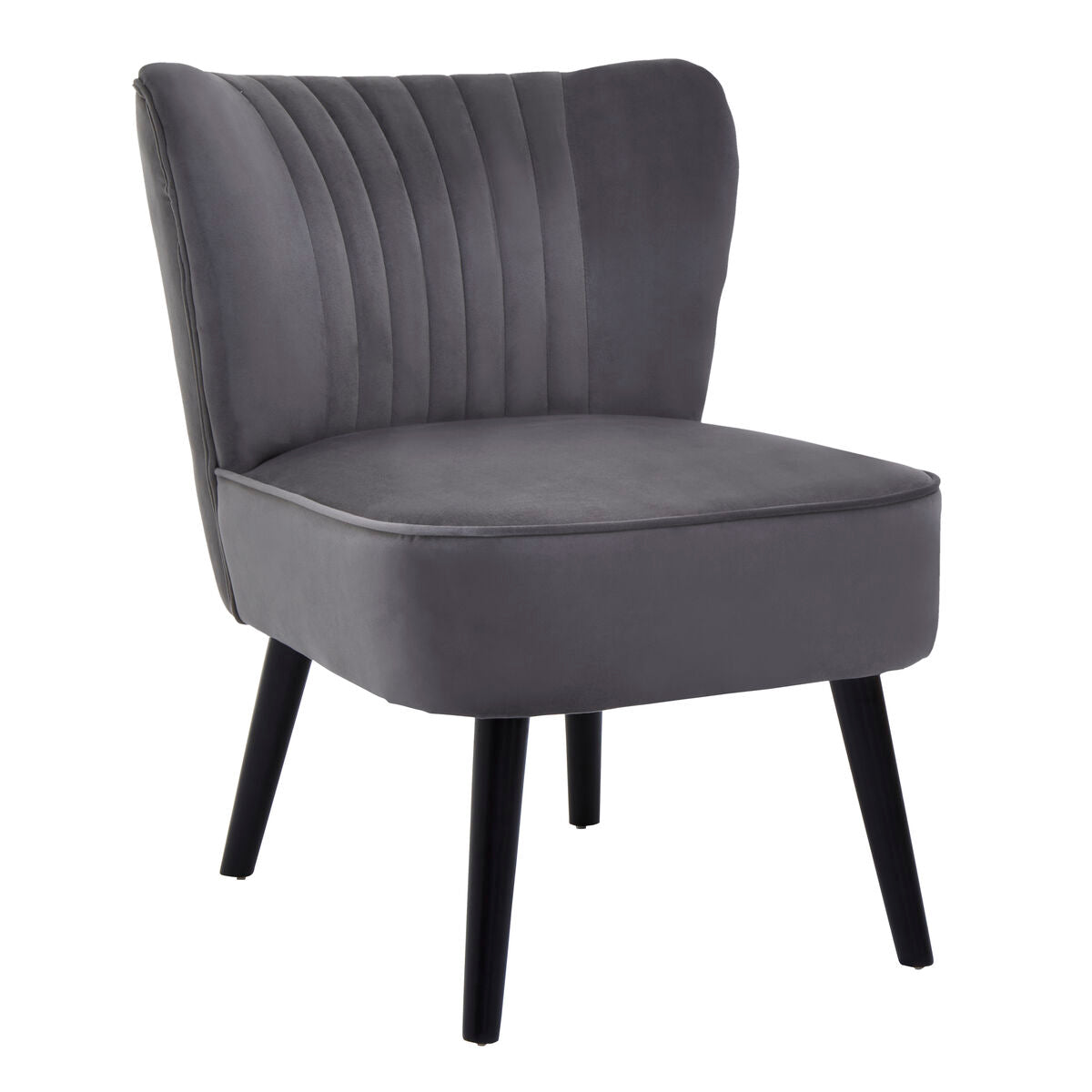 Regents Park Grey Velvet Chair with Wooden Legs