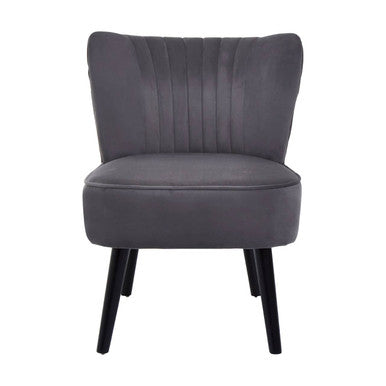 Regents Park Grey Velvet Chair with Wooden Legs