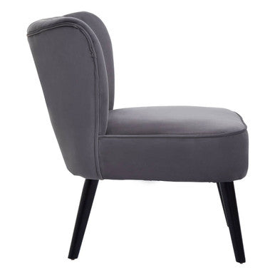 Regents Park Grey Velvet Chair with Wooden Legs