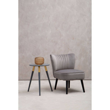 Regents Park Grey Velvet Chair with Wooden Legs