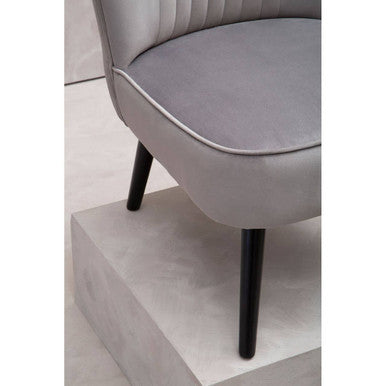 Regents Park Grey Velvet Chair with Wooden Legs