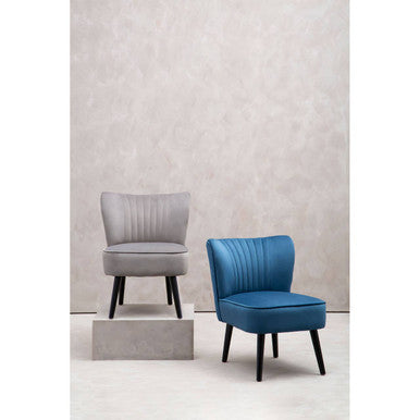 Regents Park Grey Velvet Chair with Wooden Legs