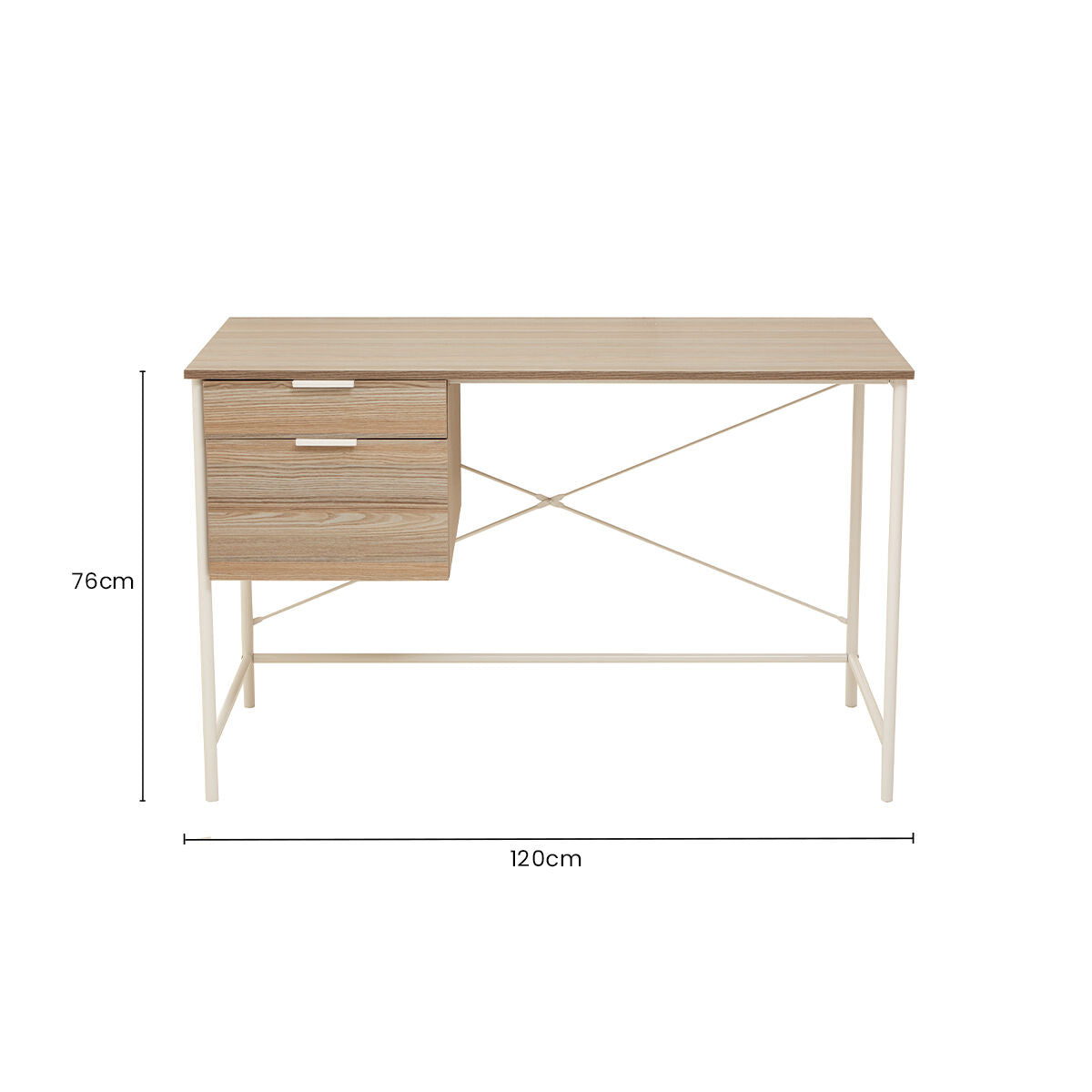 Bradbury Light Oak Veneer Desk With Drawers