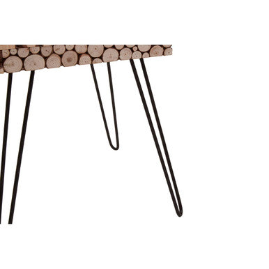Black and Natural Square Side Table with Wood Top, Lacuna