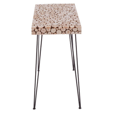 Black and Natural Console Table with Wood Top, Lacuna