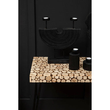 Black and Natural Console Table with Wood Top, Lacuna