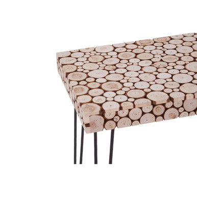 Black and Natural Console Table with Wood Top, Lacuna