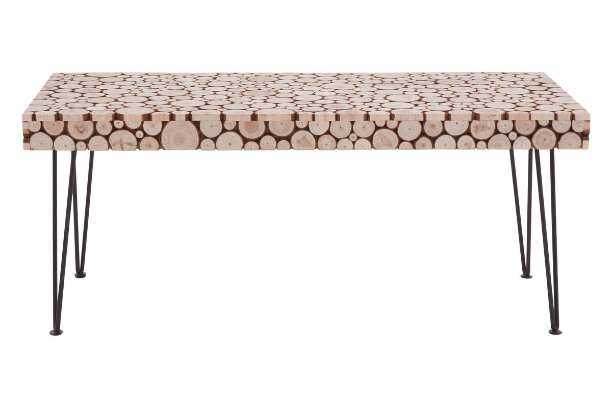 Black and Natural Coffee Table with Wood Top, Lacuna