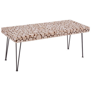 Black and Natural Coffee Table with Wood Top, Lacuna
