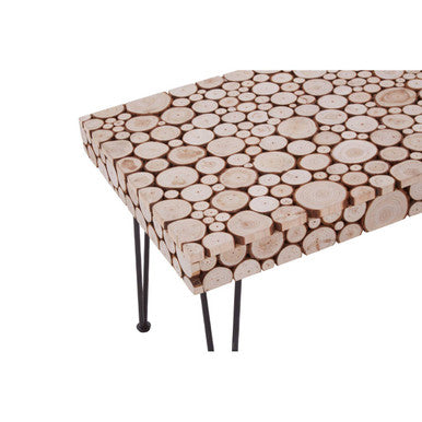 Black and Natural Coffee Table with Wood Top, Lacuna