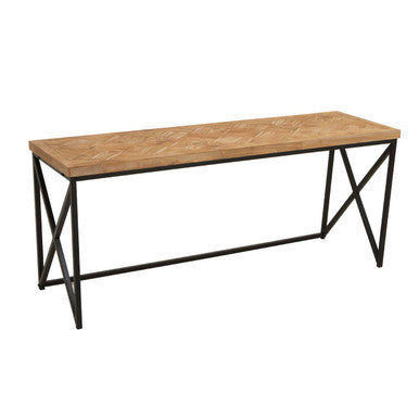 Natural Fir Wood Coffee Table with Black Metal Legs, Kickford