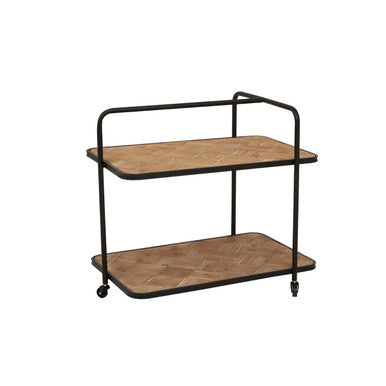 Natural 2 Tier Trolley with Parquet Pattern, Kickford