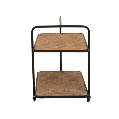 Natural 2 Tier Trolley with Parquet Pattern, Kickford
