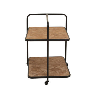 Natural 2 Tier Trolley with Parquet Pattern, Kickford