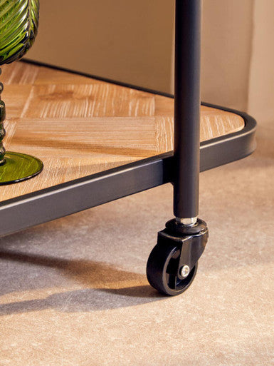 Natural 2 Tier Trolley with Parquet Pattern, Kickford