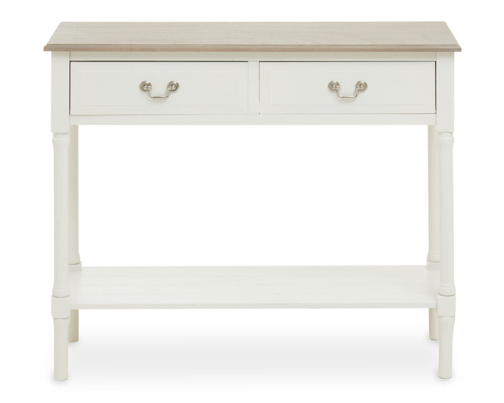 White 2 Drawer Wooden Console Table with Shelf | Heritage