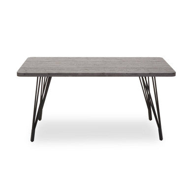Anube Dark Grey Veneer Wood Dining Table with Black Legs