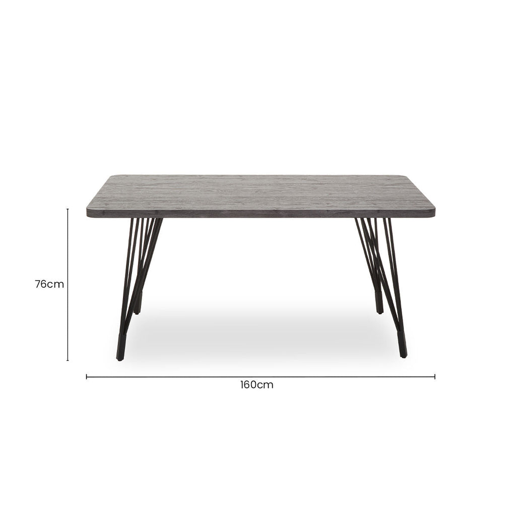 Anube Dark Grey Veneer Wood Dining Table with Black Legs