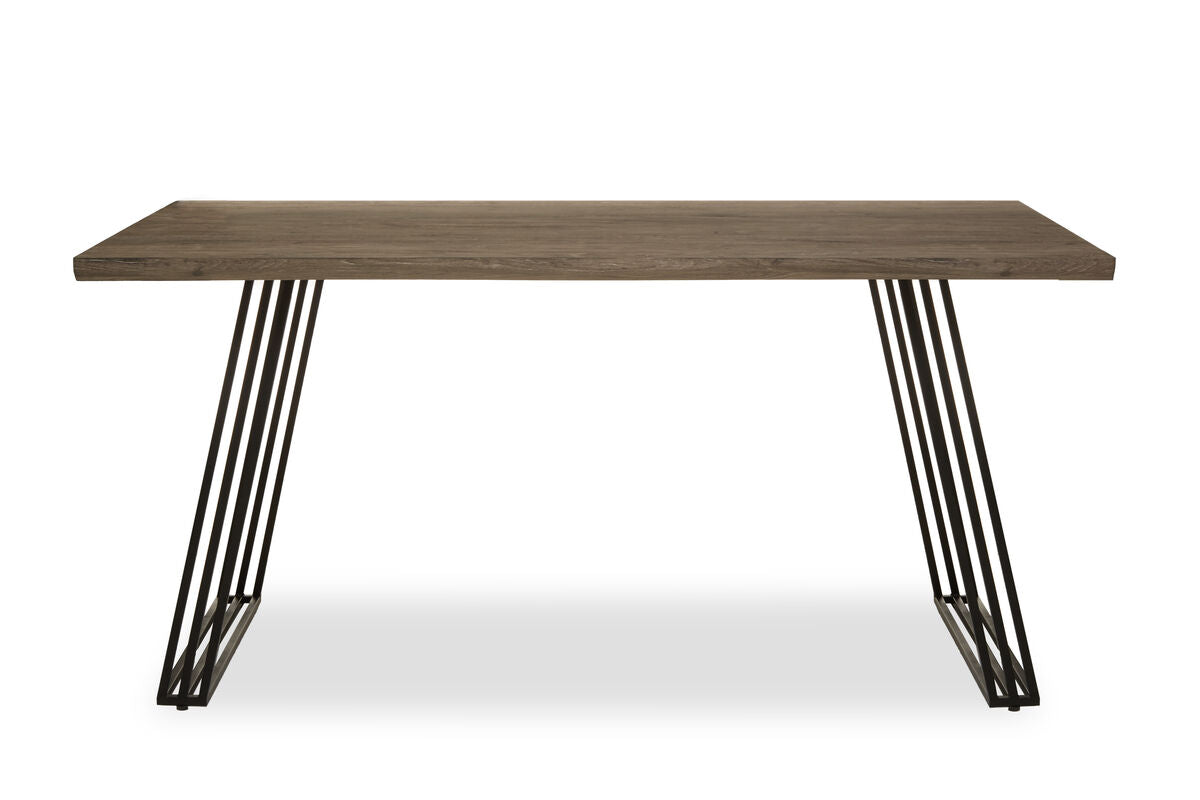 Brown Veneer Rectangular Dining Table with Metal Frame, Adele