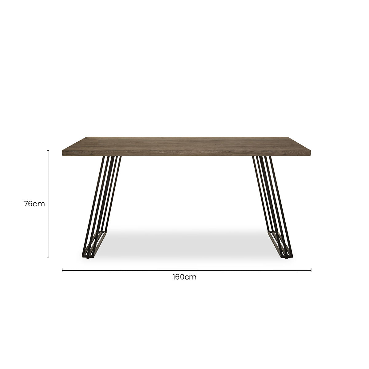 Brown Veneer Rectangular Dining Table with Metal Frame, Adele