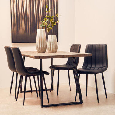 Adele Brown Wood Dining Table with Black Legs