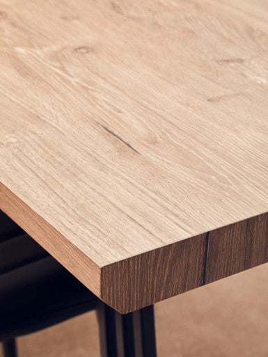 Adele Brown Wood Dining Table with Black Legs