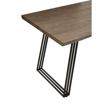 Brown Veneer Rectangular Dining Table with Metal Frame, Adele
