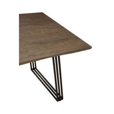 Brown Veneer Rectangular Dining Table with Metal Frame, Adele